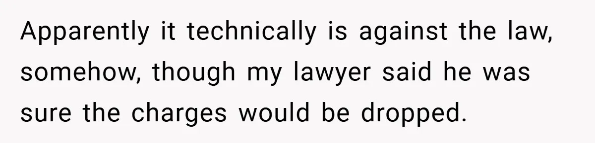 Apparently it technically is against the law, somehow, though my lawyer said he was sure the charges would be dropped.
