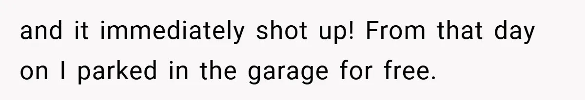 and it immediately shot up! From that day on I parked in the garage for free.