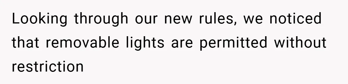 Looking through our new rules, we noticed that removable lights are permitted without restriction