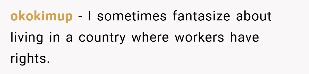 okokimup − I sometimes fantasize about living in a country where workers have rights.
