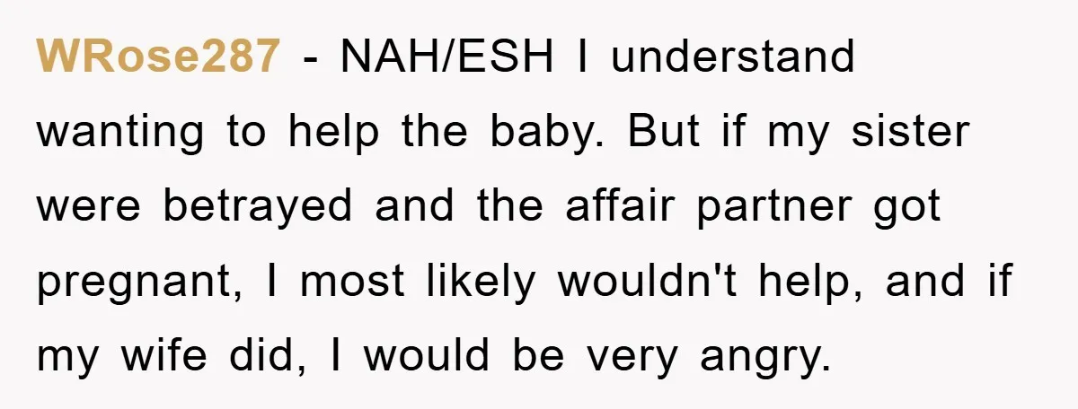 She Helped A Pregnant Cousin In Need… Until Her Husband Found Out Who The Father Was WRose287 − NAH/ESH I understand wanting to help the baby. But if my sister were betrayed and the affair partner got pregnant, I most likely wouldn't help, and if my...