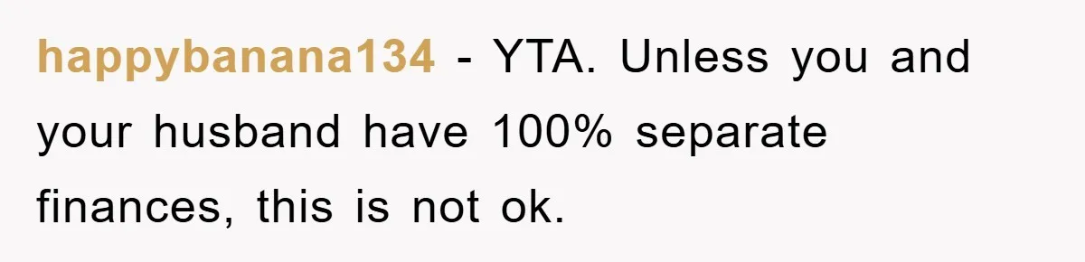 She Helped A Pregnant Cousin In Need… Until Her Husband Found Out Who The Father Was happybanana134 − YTA. Unless you and your husband have 100% separate finances, this is not ok.