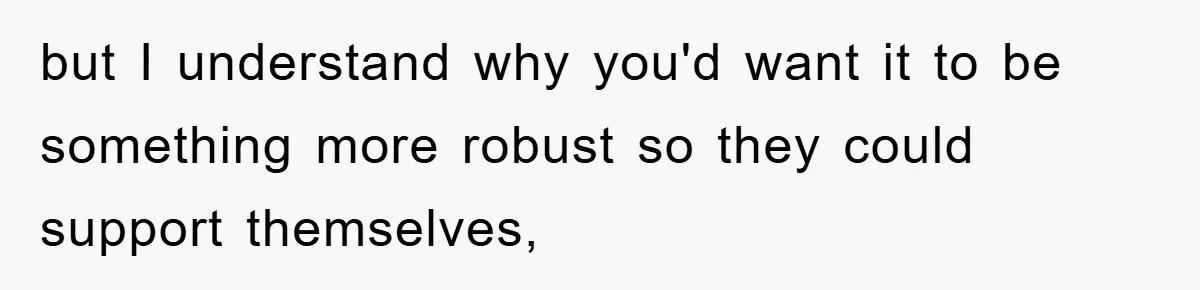 but I understand why you'd want it to be something more robust so they could support themselves,