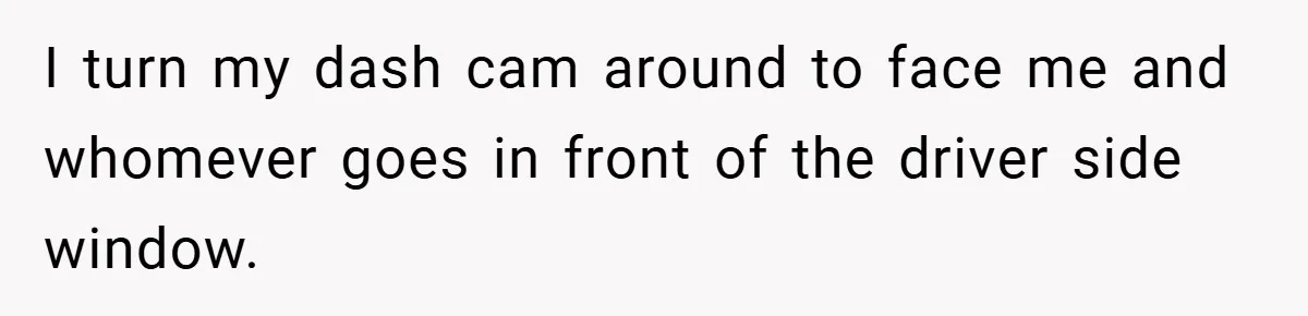 I turn my dash cam around to face me and whomever goes in front of the driver side window.