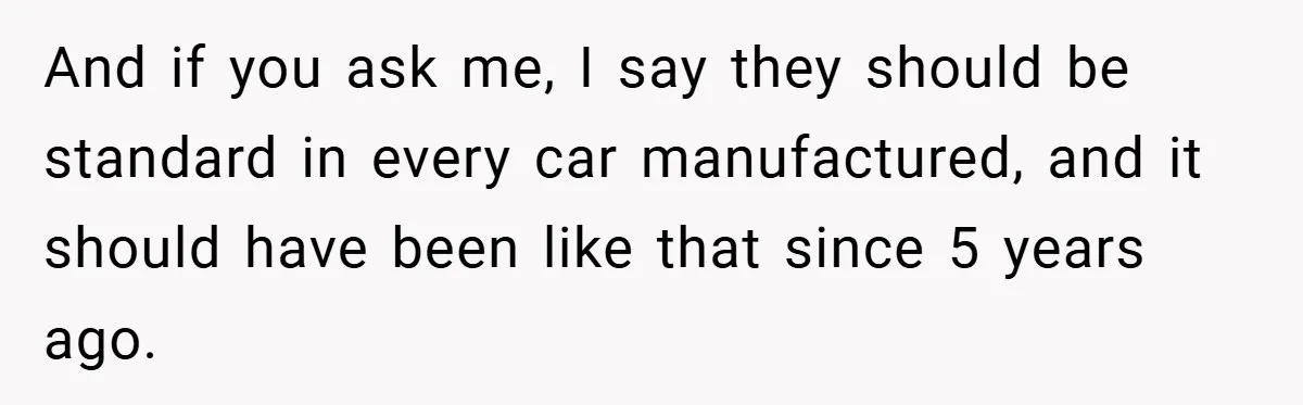 And if you ask me, I say they should be standard in every car manufactured, and it should have been like that since 5 years ago.