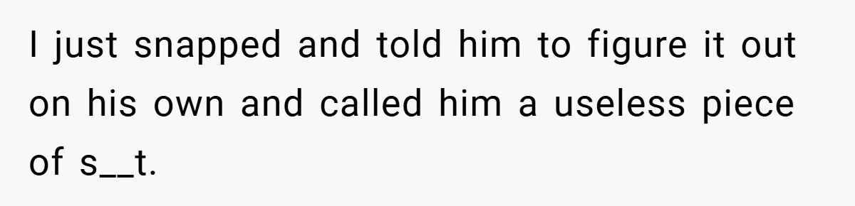 I just snapped and told him to figure it out on his own and called him a useless piece of s__t.