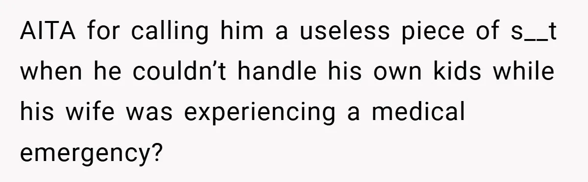 AITA for calling him a useless piece of s__t when he couldn’t handle his own kids while his wife was experiencing a medical emergency?