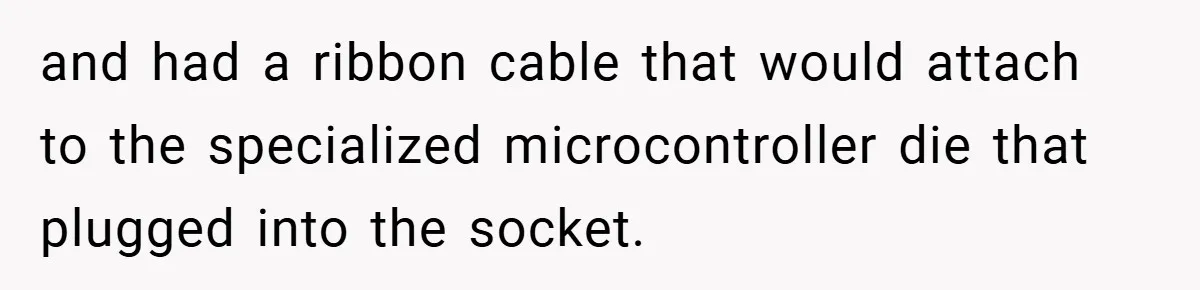 and had a ribbon cable that would attach to the specialized microcontroller die that plugged into the socket.
