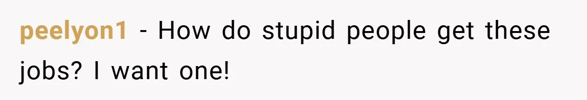 peelyon1 − How do stupid people get these jobs? I want one!