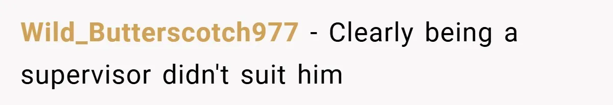 Wild_Butterscotch977 − Clearly being a supervisor didn't suit him