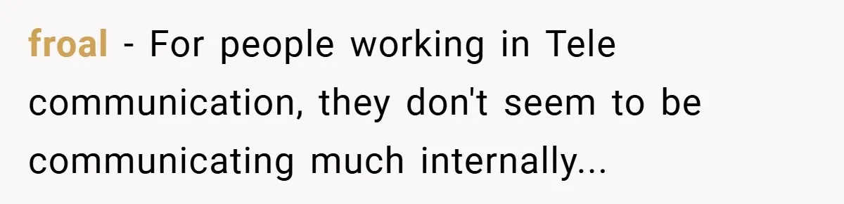 froal − For people working in Tele communication, they don't seem to be communicating much internally...