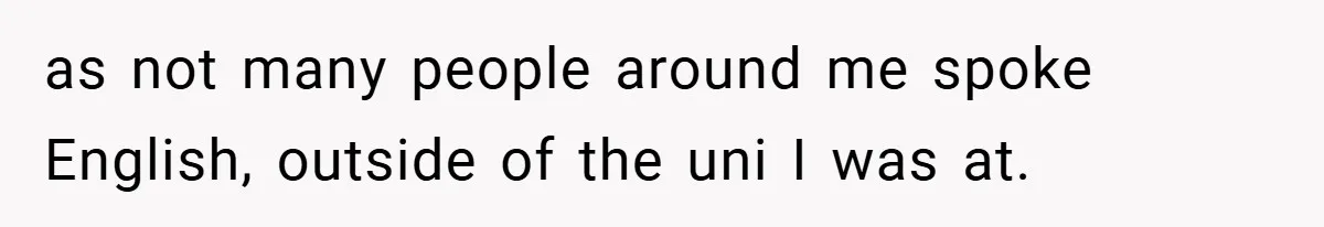 as not many people around me spoke English, outside of the uni I was at.