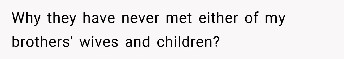 Why they have never met either of my brothers' wives and children?
