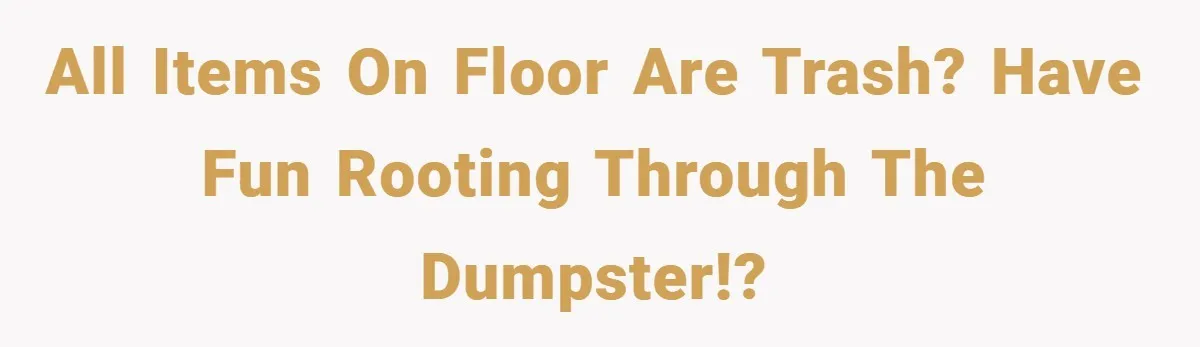 All items on floor are trash? Have fun rooting through the dumpster!?