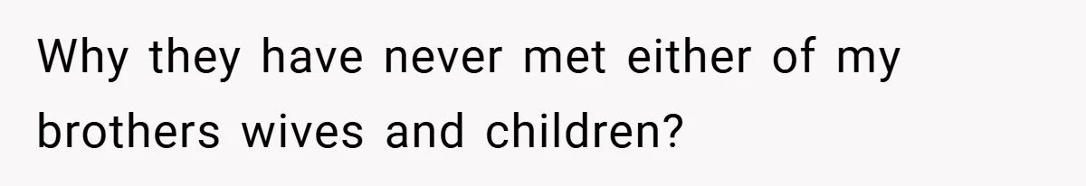 Why they have never met either of my brothers wives and children?