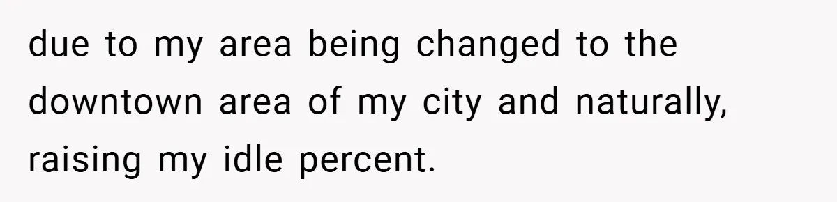 due to my area being changed to the downtown area of my city and naturally, raising my idle percent.