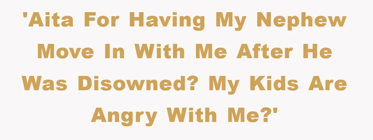 'AITA for having my nephew move in with me after he was disowned? My kids are angry with me?'