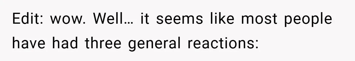 Edit: wow. Well… it seems like most people have had three general reactions: