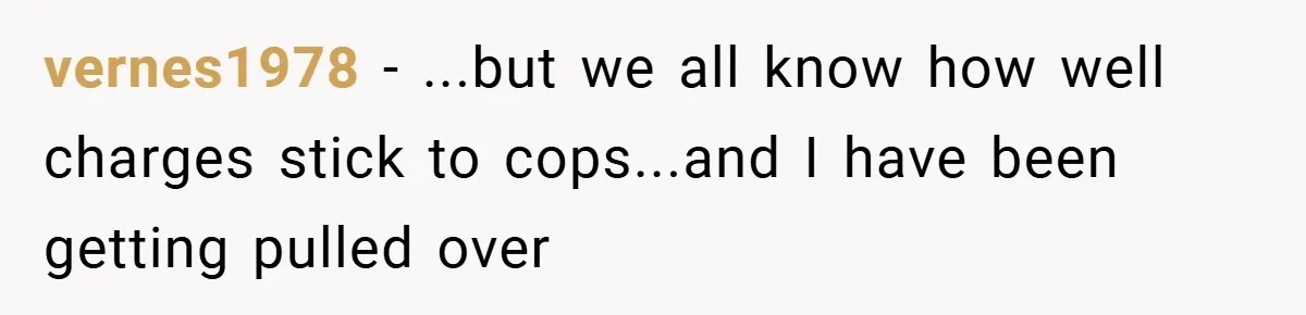 vernes1978 − ...but we all know how well charges stick to cops...and I have been getting pulled over