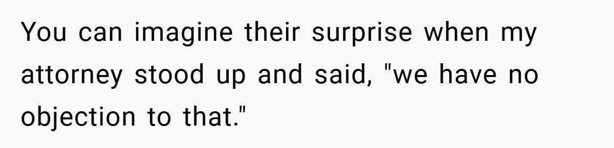 You can imagine their surprise when my attorney stood up and said, "we have no objection to that."