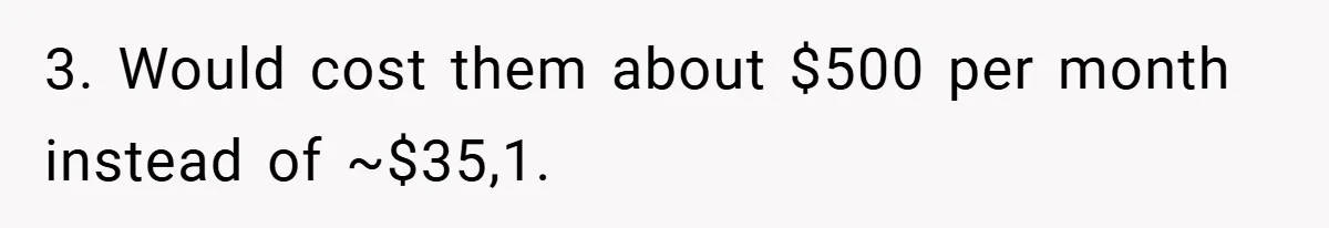 3. Would cost them about $500 per month instead of ~$35,1.