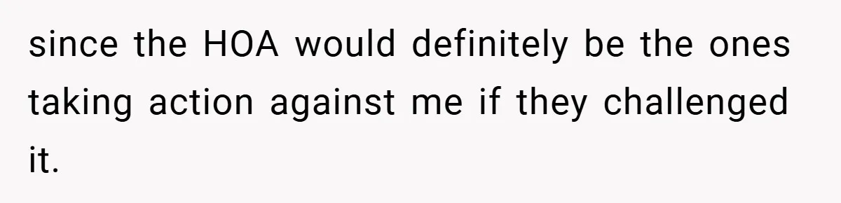since the HOA would definitely be the ones taking action against me if they challenged it.
