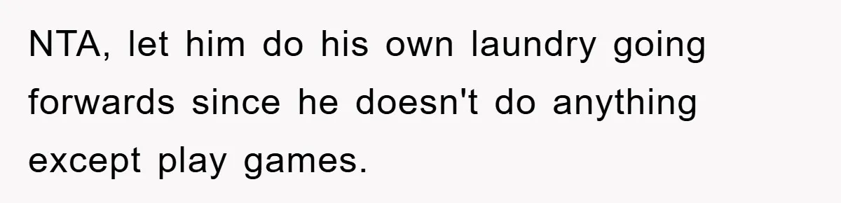 Man's Career Chance At Risk Due To Stressed-Out Girlfriend Purposely Skips Promised Laundry NTA, let him do his own laundry going forwards since he doesn't do anything except play games.