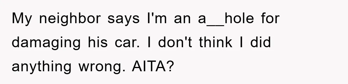 My neighbor says I'm an a__hole for damaging his car. I don't think I did anything wrong. AITA?