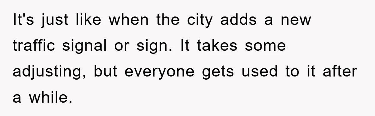 It's just like when the city adds a new traffic signal or sign. It takes some adjusting, but everyone gets used to it after a while.