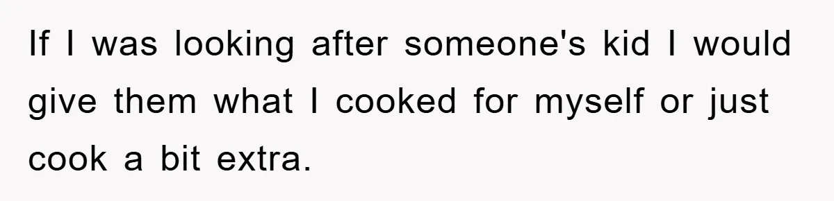 If I was looking after someone's kid I would give them what I cooked for myself or just cook a bit extra.