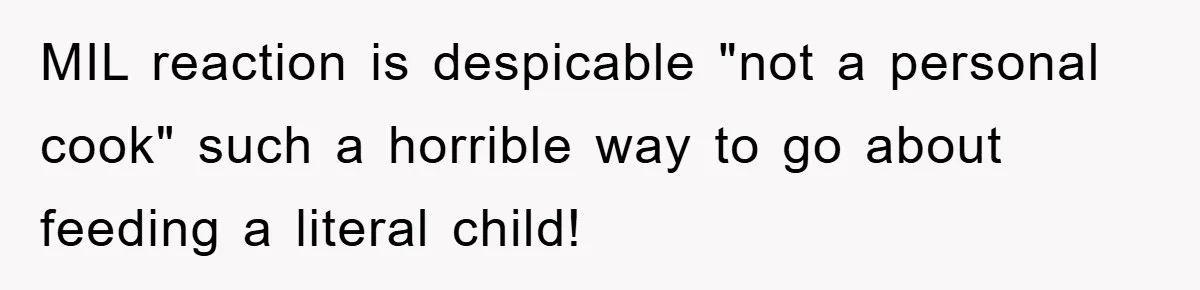 MIL reaction is despicable "not a personal cook" such a horrible way to go about feeding a literal child!
