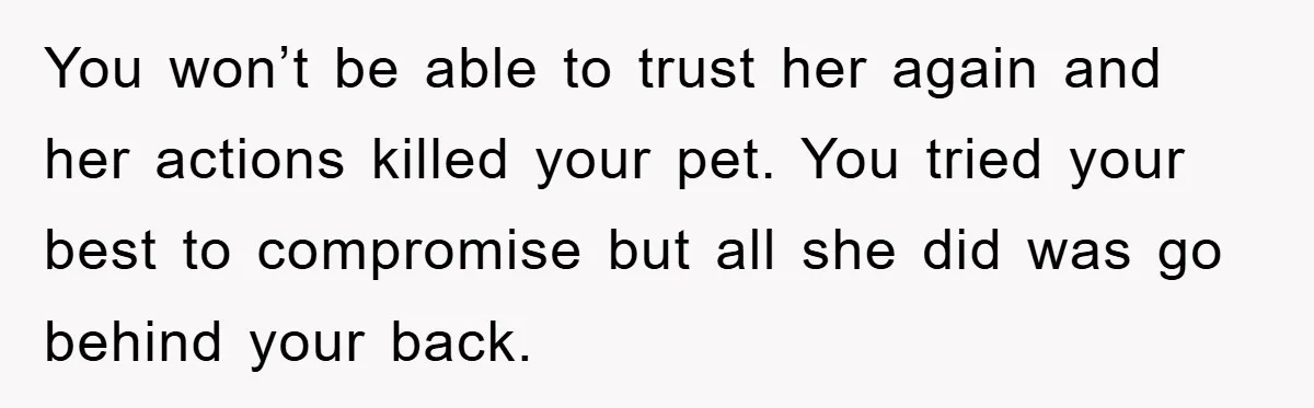 Man Refuses To Rehome His Cat, Allergic Pregnant Wife Contributes To The Pet's Death, Causing Grief You won’t be able to trust her again and her actions killed your pet. You tried your best to compromise but all she did was go behind your back.