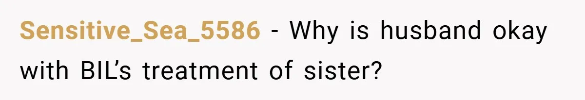 Sensitive_Sea_5586 − Why is husband okay with BIL’s treatment of sister?