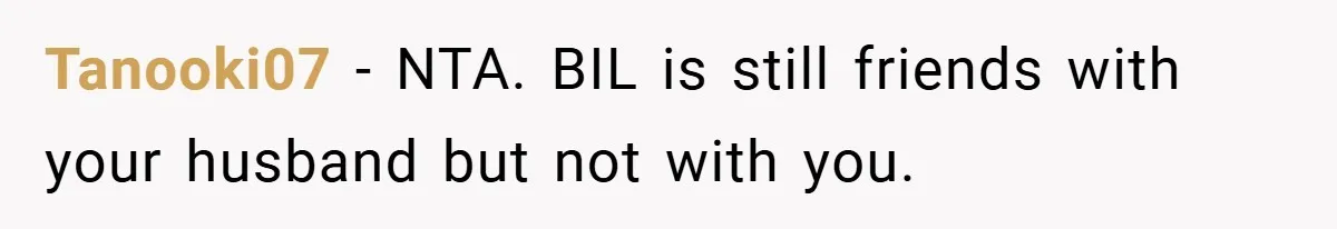 Tanooki07 − NTA. BIL is still friends with your husband but not with you.
