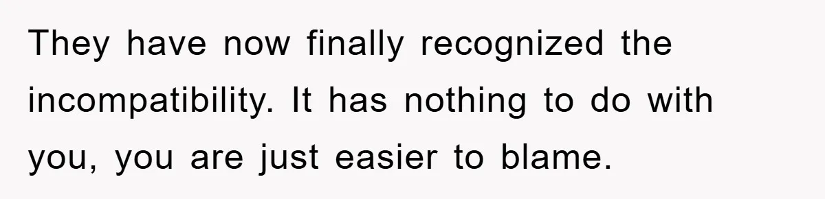 They have now finally recognized the incompatibility. It has nothing to do with you, you are just easier to blame.