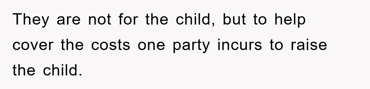 They are not for the child, but to help cover the costs one party incurs to raise the child.