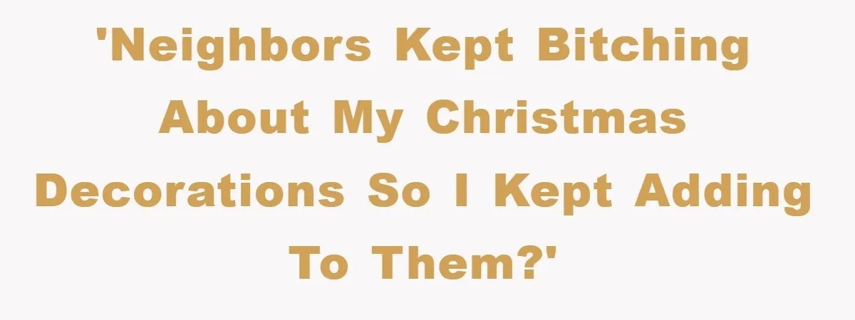 'Neighbors kept bitching about my Christmas decorations so I kept adding to them?'