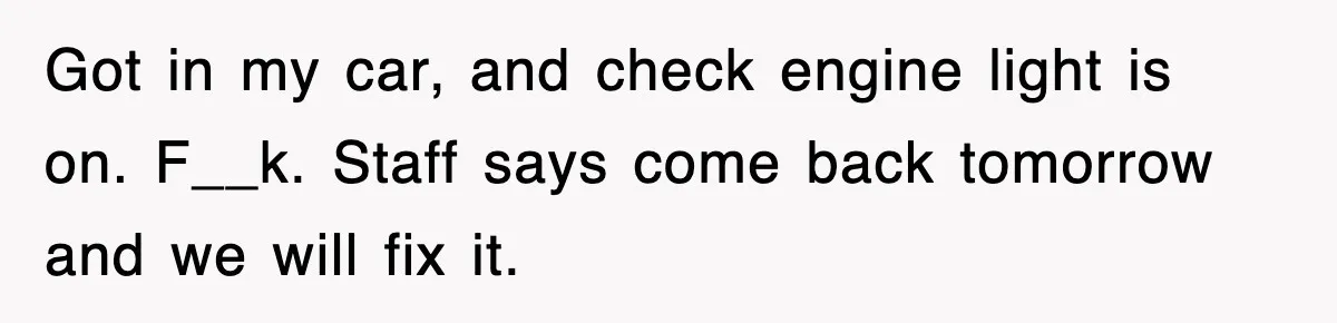 Rental Company Tries To Charge Extra Day, So He Made Sure They’d Remember The Pickup Got in my car, and check engine light is on. F__k. Staff says come back tomorrow and we will fix it.
