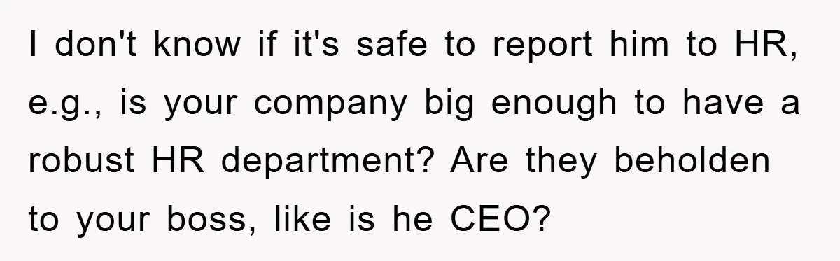 I don't know if it's safe to report him to HR, e.g., is your company big enough to have a robust HR department? Are they beholden to your boss, like...
