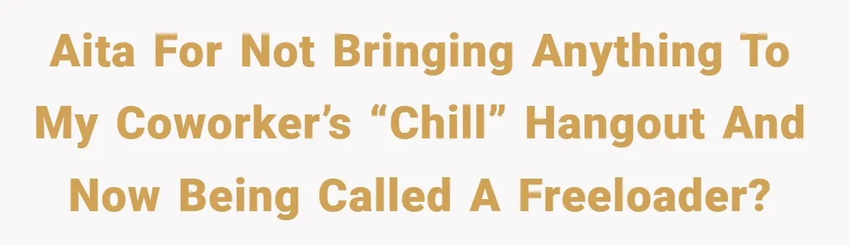 AITA for not bringing anything to my coworker’s “chill” hangout and now being called a freeloader?