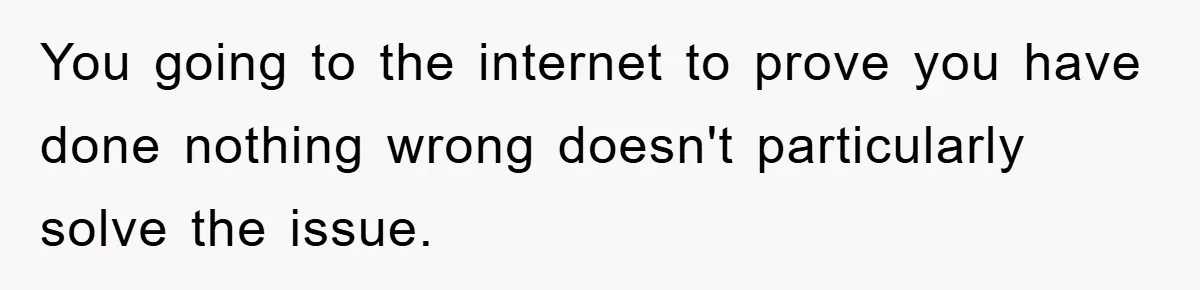 You going to the internet to prove you have done nothing wrong doesn't particularly solve the issue.