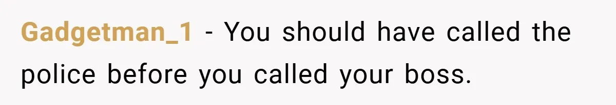 Gadgetman_1 − You should have called the police before you called your boss.