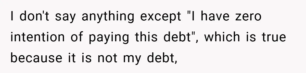 I don't say anything except "I have zero intention of paying this debt", which is true because it is not my debt,