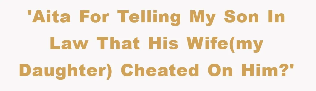 'AITA for telling my son in law that his wife(my daughter) cheated on him?'