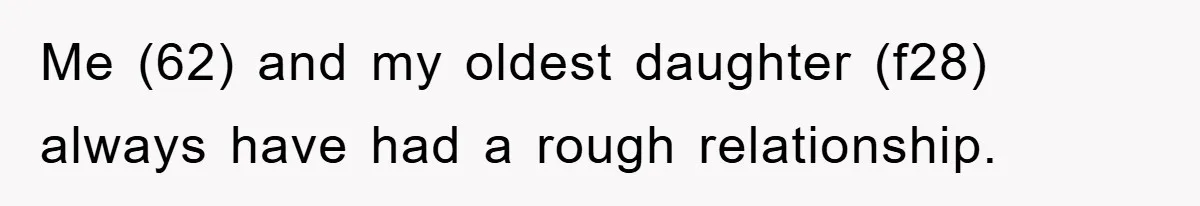 Me (62) and my oldest daughter (f28) always have had a rough relationship.
