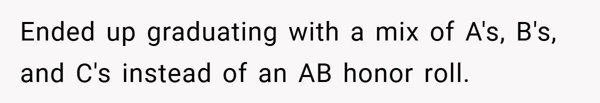 Ended up graduating with a mix of A's, B's, and C's instead of an AB honor roll.