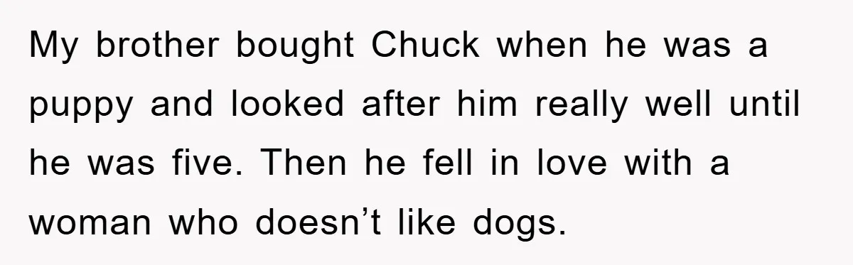 He Walked Away From His Dog For Love, Then Claimed He Still Had The Right To Mourn My brother bought Chuck when he was a puppy and looked after him really well until he was five. Then he fell in love with a woman who doesn’t like...
