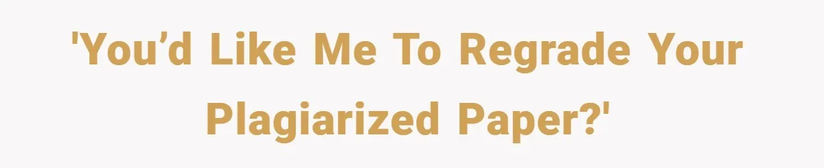 'You’d like me to regrade your plagiarized paper?'
