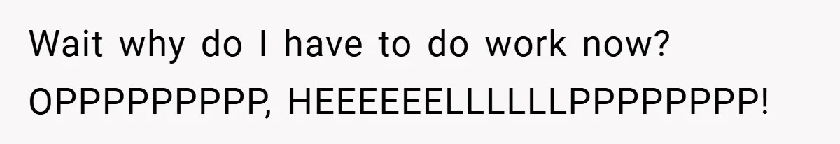 Wait why do I have to do work now? OPPPPPPPPP, HEEEEEELLLLLLPPPPPPPP!
