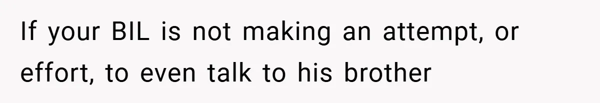 If your BIL is not making an attempt, or effort, to even talk to his brother